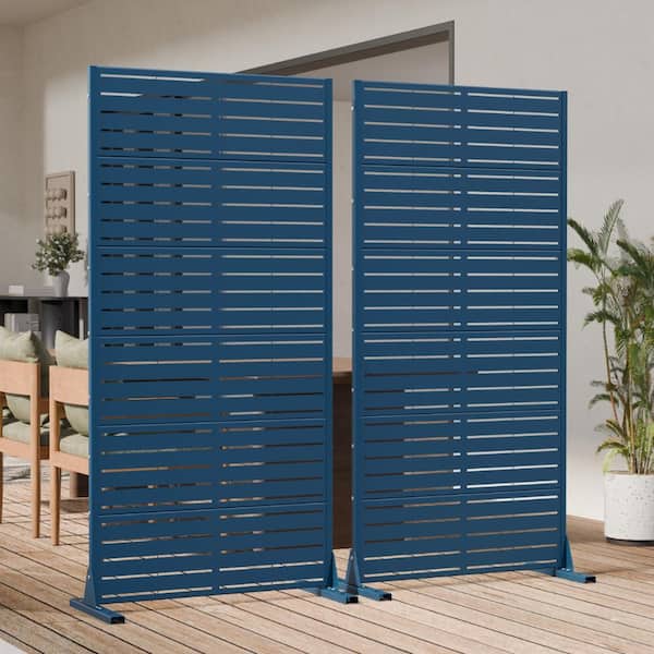 PexFix 72 in. x 35 in. Blue Metal Decorative Privacy Screen Set