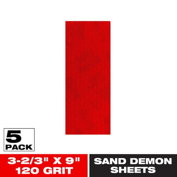 1/3 Sheet SandNET Faster Reusable 120 Grit Hand Sanding Sheets (5-Pack)