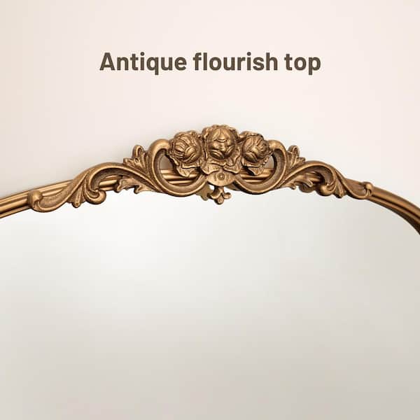 KeonJinn 30 in. H x 20 in. W Frame Arched Vintage Mirror Gold