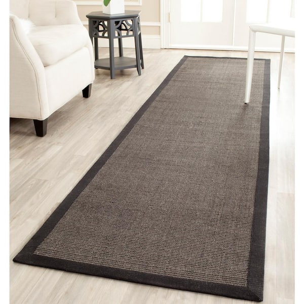Natural Fiber Charcoal 2 ft. x 10 ft. Border Runner Rug