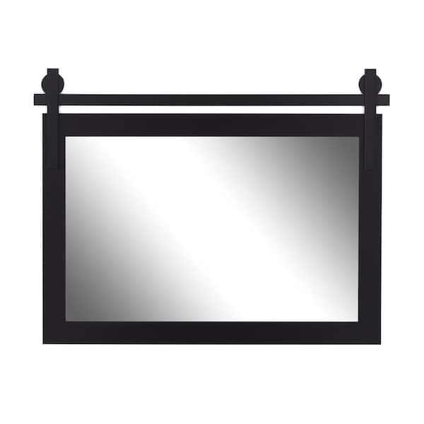 Hitchcock Butterfield Westmont 68 in. W x 36 in. H Farmhouse Rustic Rectangle Framed Black Decorative Barn Door Bathroom Vanity Mirror