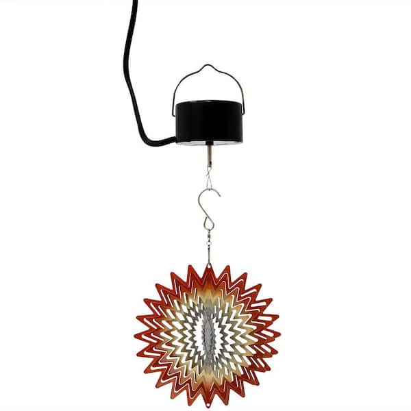 Sunnydaze 6 in. Orange Star Wind Spinner with Electric-Operated Motor