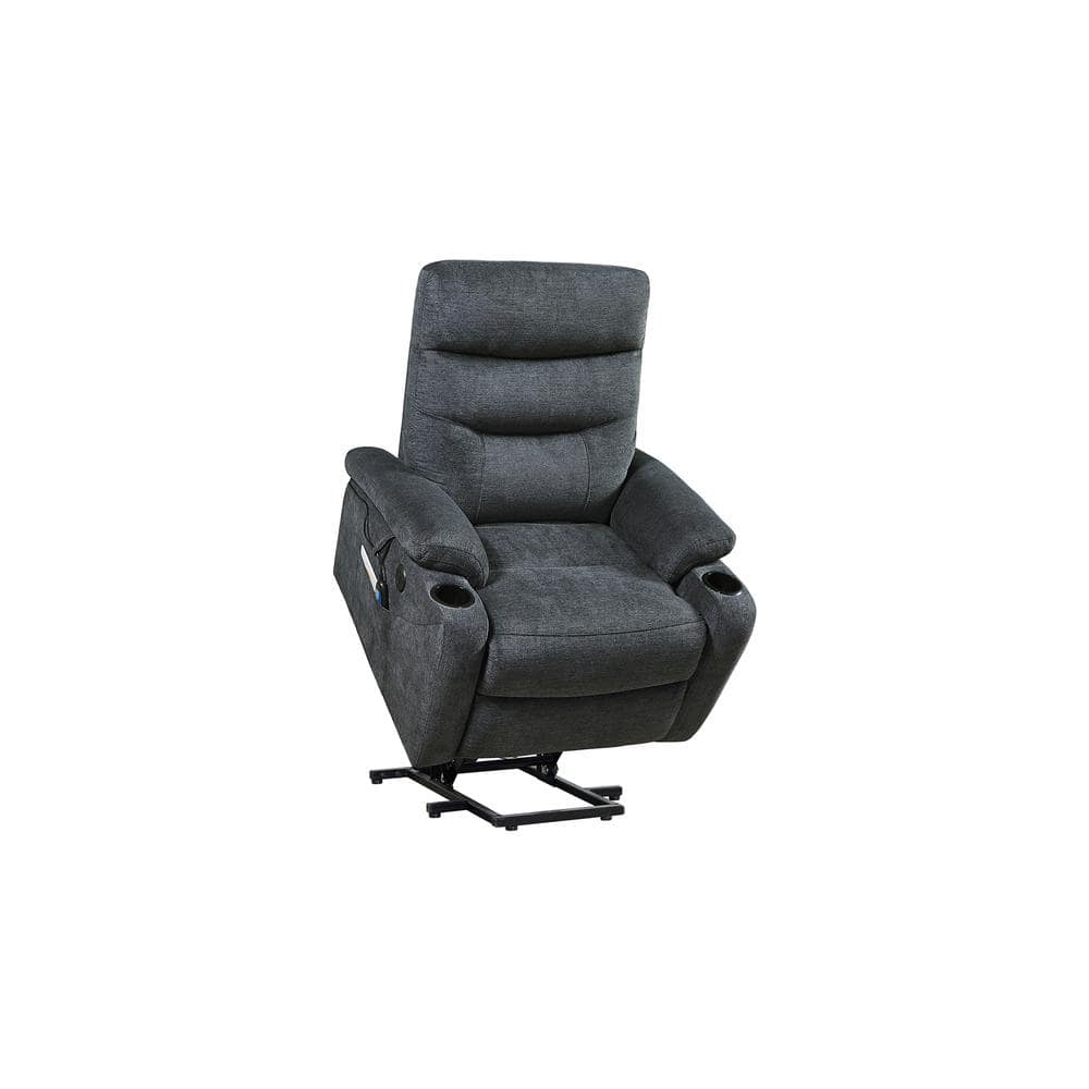 Dark Gray Electric Lift Recliner Sofa with 2-Side Pockets and Cup Holders  Massage Chair SKUGHHM-07 - The Home Depot