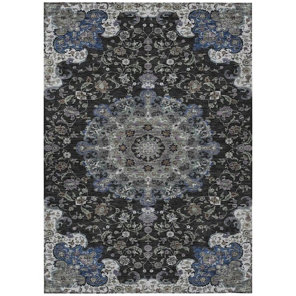 Chantille Machine Washable Indoor/Outdoor Abstract ACN2489 Black 3 ft. x 4 ft. Area Rug