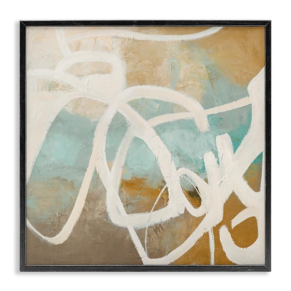 Stupell Industries Neutral Design With Squiggle by Design Fabrikken Black Framed Abstract Giclee Art Print 24 in. x 24 in.