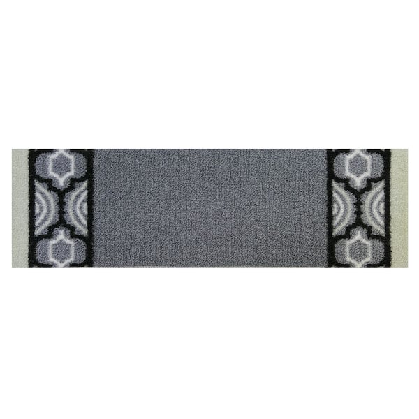 Indoor Trellis Border Gray 8.5 in. x 26 in. Stair Tread Cover (Set of 7)
