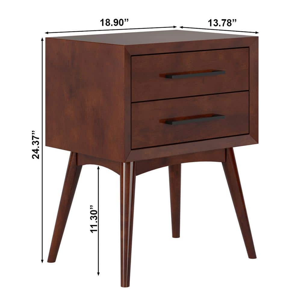 Pasadena Mid Century Modern Light Toffee 2 Drawer Nightstand - thumbnail 7