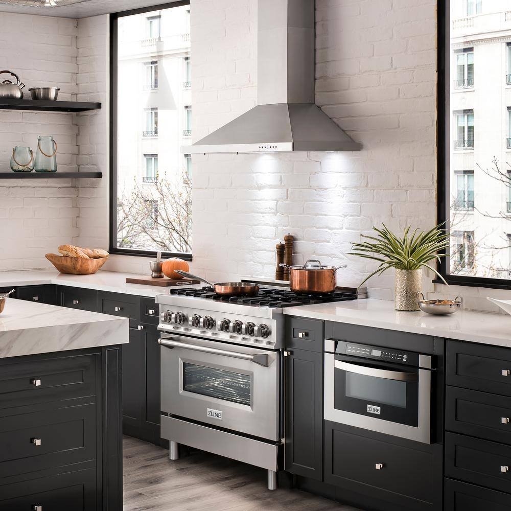 Stainless Steel 30" Convertible Wall Mount Range Hood with Charcoal Filters