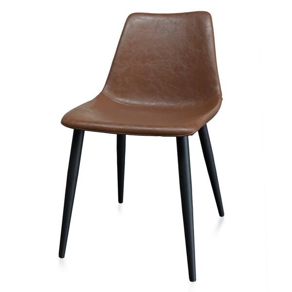 AndMakers Costa Chestnut Brown Faux Leather Dining Side Chair (Set of 2)