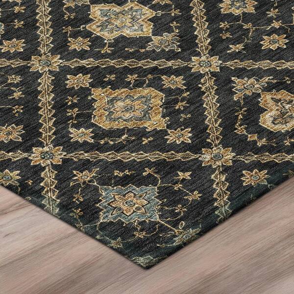 Chantille Machine Washable Indoor/Outdoor Abstract ACN3131 Black 8 ft. x 10 ft. Area Rug
