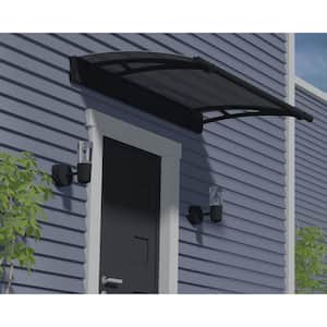 Aquila 3 ft. x 5 ft. Gray/Solar Gray Door and Window Fixed Awning with Siding Connector Kit