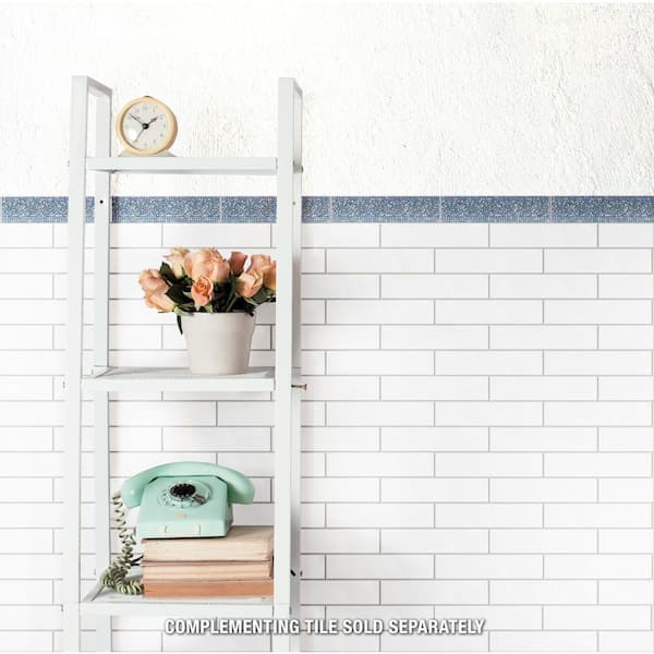 Captain Riptide Glacier Blue 2 in. x 7-7/8 in. Glossy Ceramic Wall Tile Trim