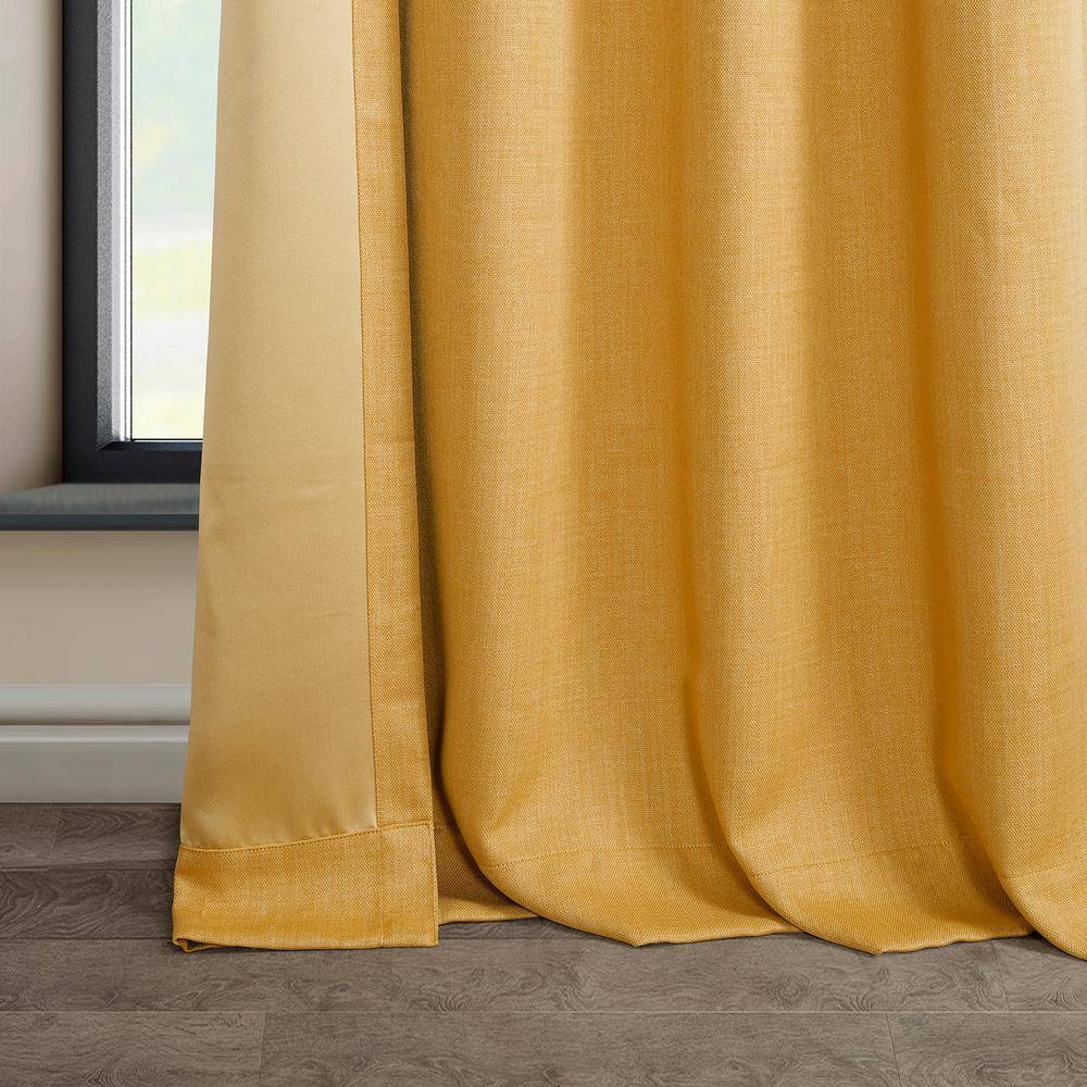 Dandelion Gold Faux Linen Blackout Grommet Window Panel - 84 in. Length