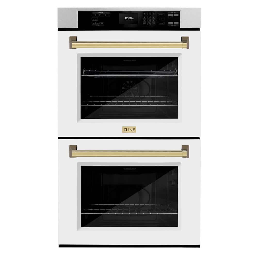 Autograph Edition 30 in. Electric Double Wall Oven in Fingerprint Resistant Stainless Steel, White Matte, Polished Gold