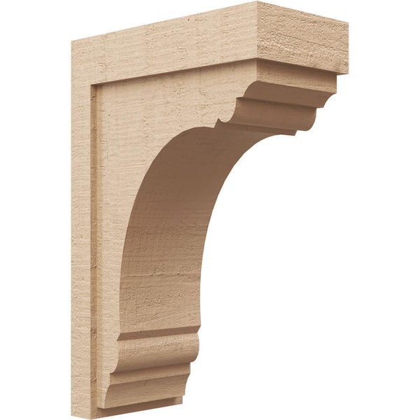 Ekena Millwork 8-in. x 16-in. x 24-in. Series 2 Classic Warren Rough Cedar Woodgrain Timberthane Polyurethane Corbel, Primed Tan