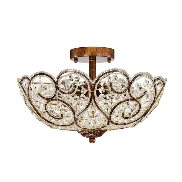 Warehouse of Tiffany Kairo 15.7 in. 6-Light Indoor Bronze Finish Semi-Flush Mount Ceiling Light