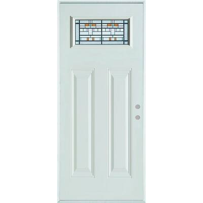 36 in. x 80 in. Architectural Rectangular Lite 2-Panel Painted White Left-Hand Inswing Steel Prehung Front Door