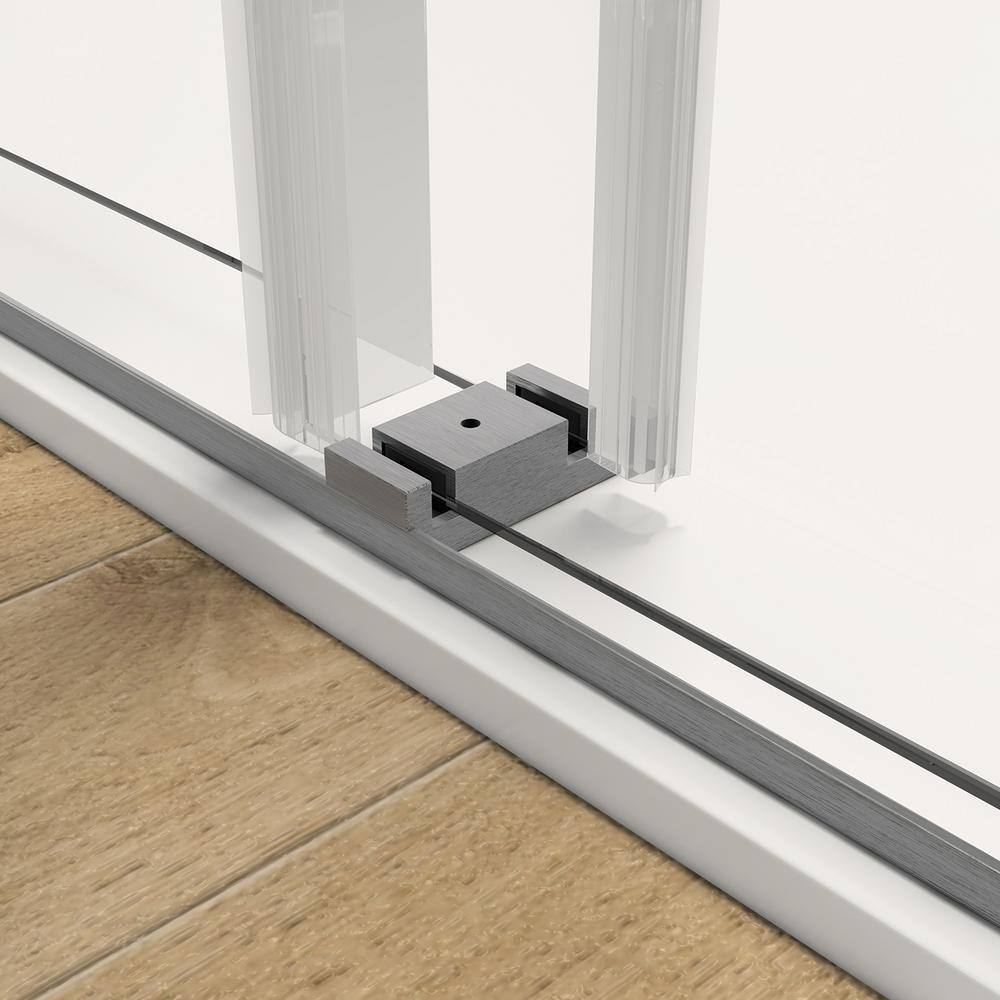60" Frameless Sliding Glass Shower Door with Nickel Finish