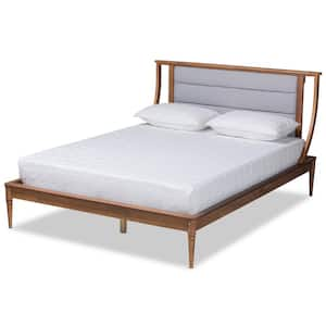 Baxton Studio Sante Beige and Walnut King Platform Bed 156 9292 HD