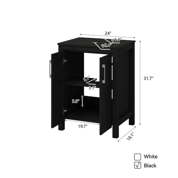 24 in. W x 18.1 in. D x 31.7 in. H Single Sink Black Bath Vanity with Black Solid Surface Top Black/Brown Sink