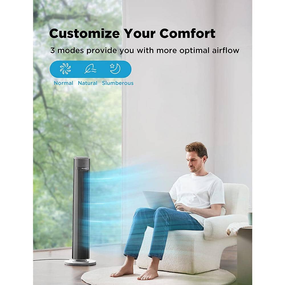 Pelonis 40'' Black Oscillating Tower Fan with Remote Control