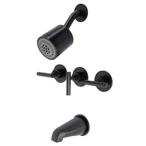 Manhattan Triple Handle 2-Spray Tub and Shower Faucet 2 GPM with Corrosion Resistant in. Matte Black