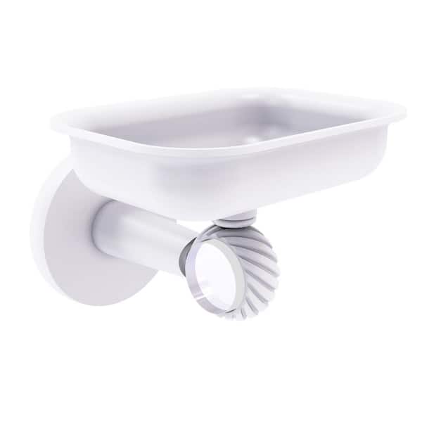 Allied Brass Clearview Collection Wall Mounted Soap Dish Holder with Twisted Accents in Matte White