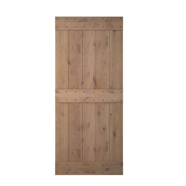 CALHOME 36 In. X 84 In. Vertical Slat 2-Panel Primed Natural Wood ...