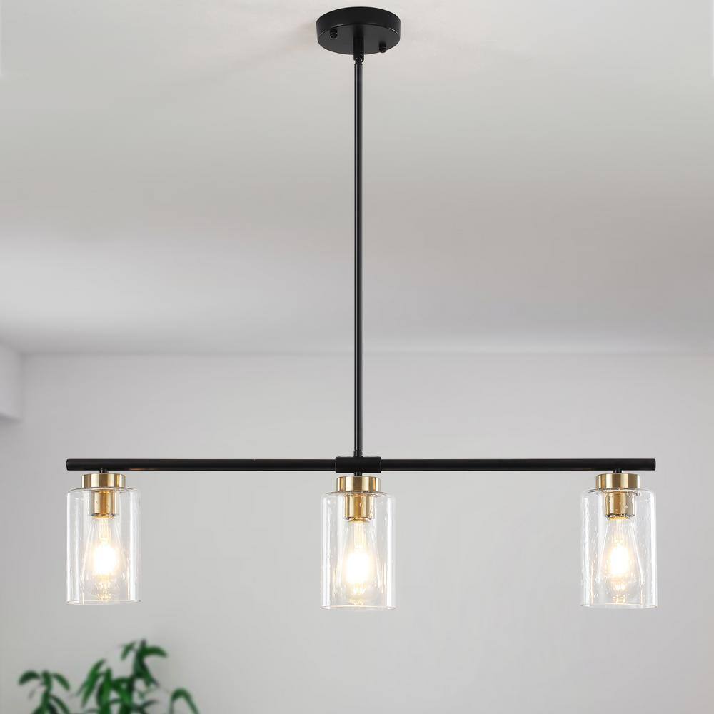 Black and Gold Linear Glass Kitchen Island Pendant