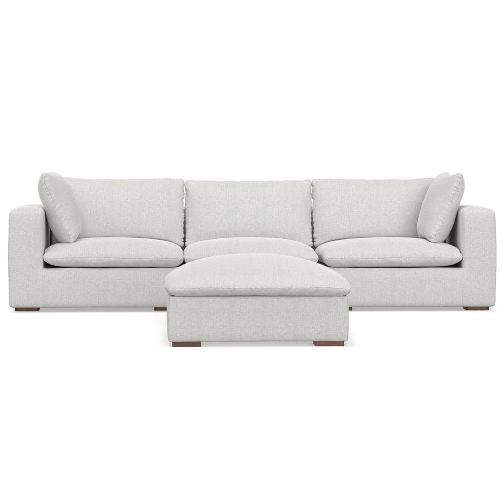 Simpli Home Jasmine 3-Seater Modular Sofa and Ottoman Set in 