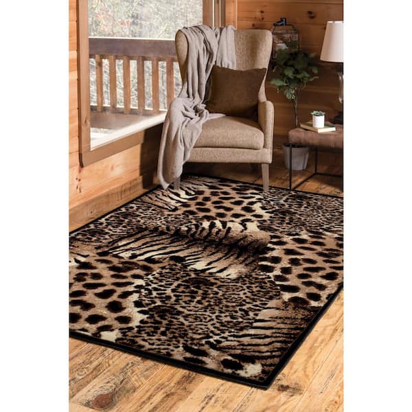 Painted Skins Beige/Black 5 ft. x 7 ft. Area Rug