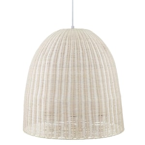 Highler 1-Light Silver Pendant with White Rattan Shade