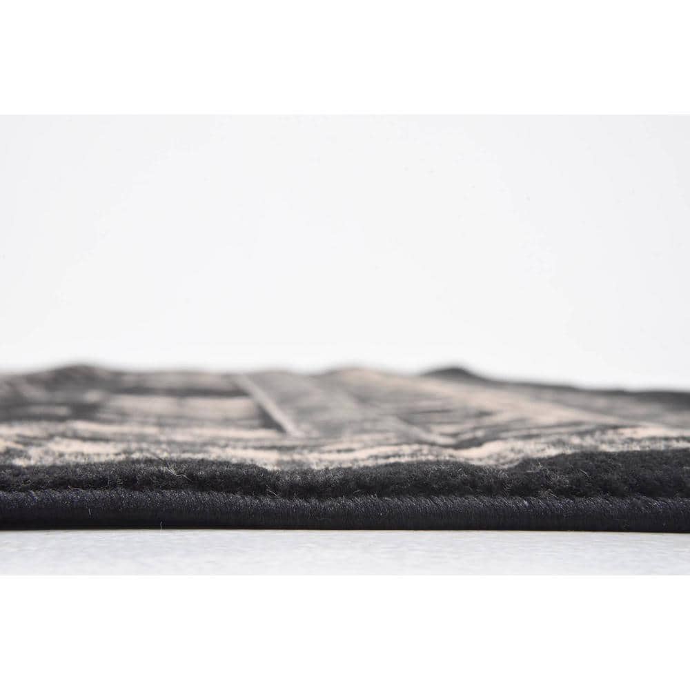 Black and Gray 6' x 9' Synthetic Rectangular Area Rug