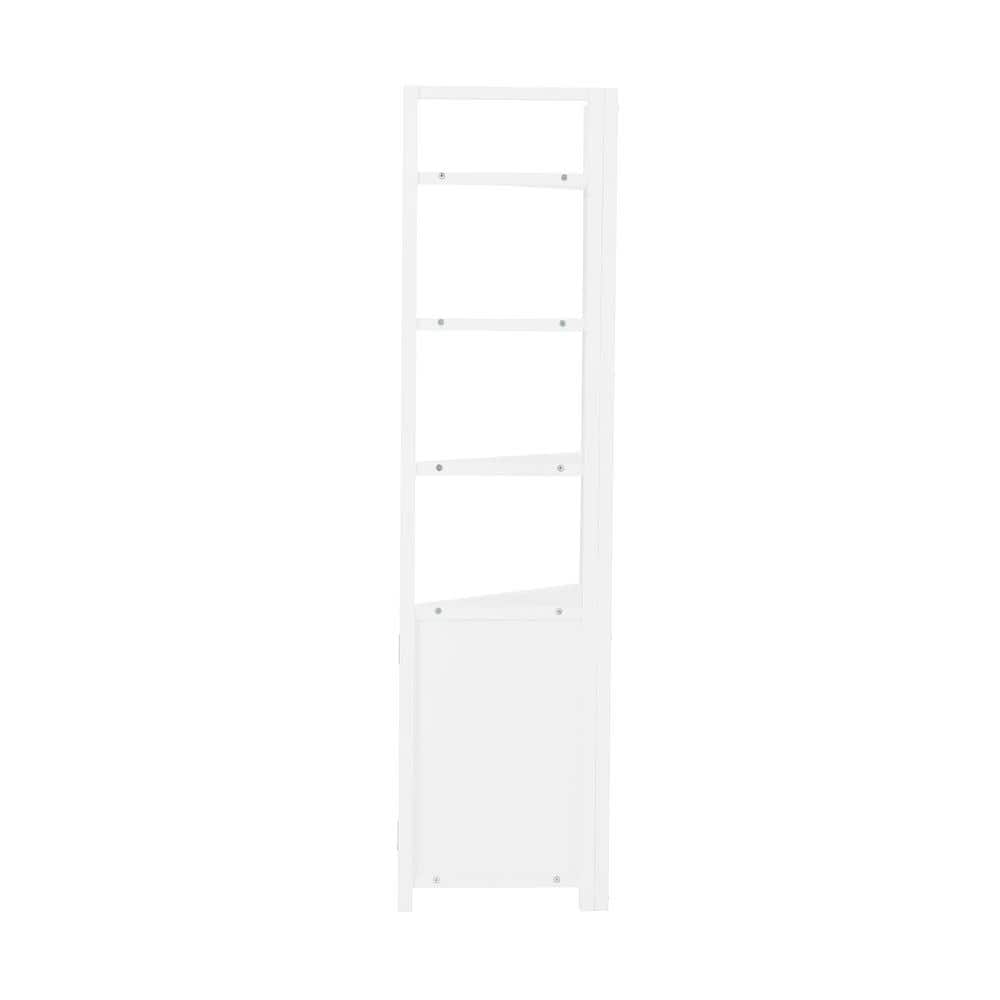 White Corner Storage Cabinet with Adjustable Shelving