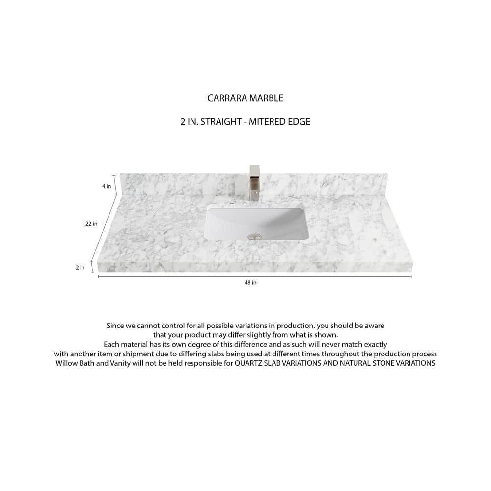 48'' Light Natural Teak Single Bathroom Vanity with Carrara Marble Top