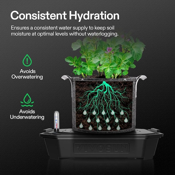 VIVOSUN 4-Pack FlexFeed Self-Watering Irrigation Pot with Water Meter and Maintenance Window