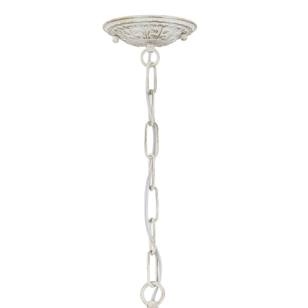 Antique White 6-Light Chandelier with Clear Italian Crystals