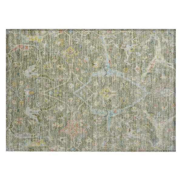 Chantille Machine Washable Indoor/Outdoor Abstract ACN2232 Aloe 1 ft. 8 in. x 2 ft. 6 in. Accent Rug
