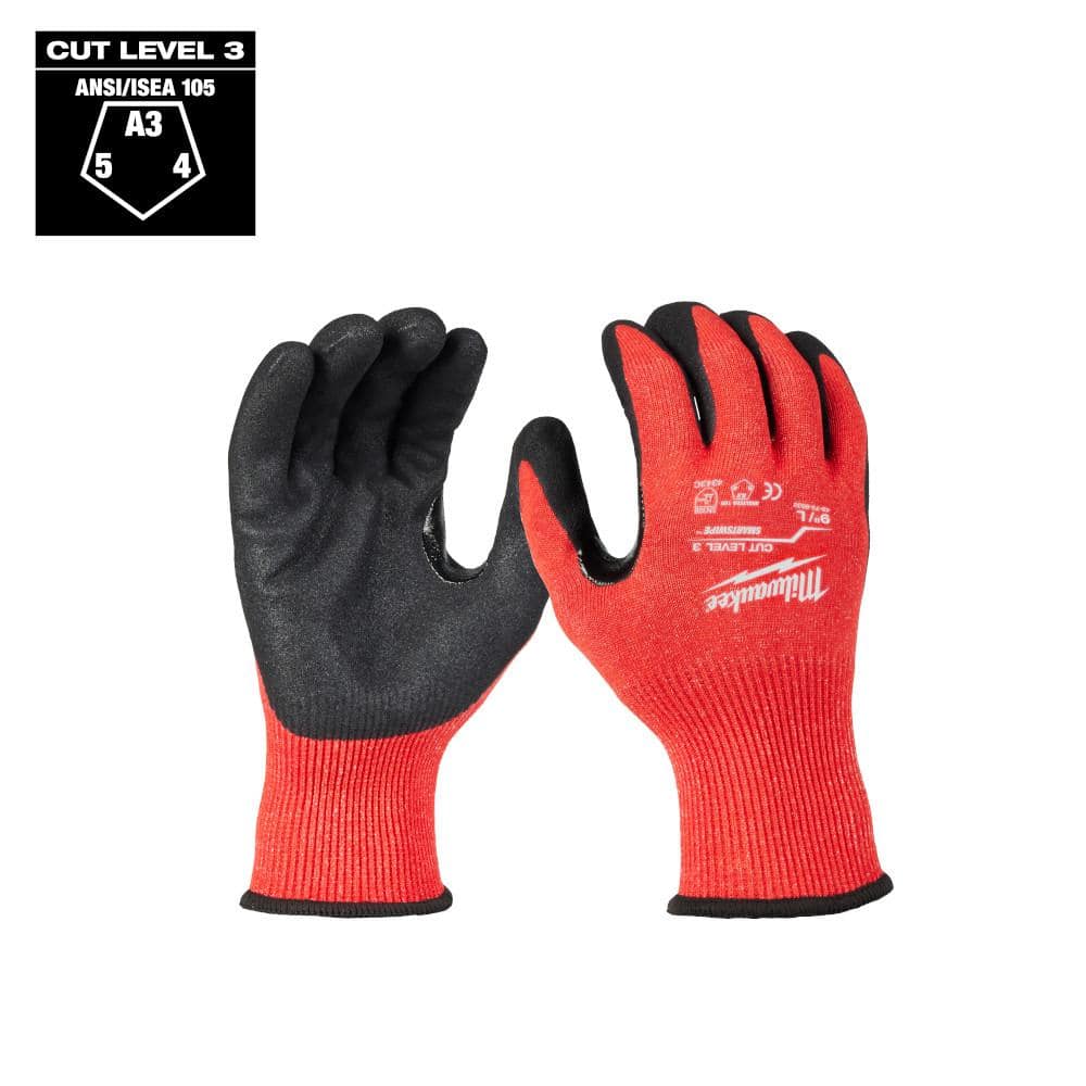 Milwaukee Large Red Level 3 Cut Resistant Nitrile Dipped Gloves 48-73 ...