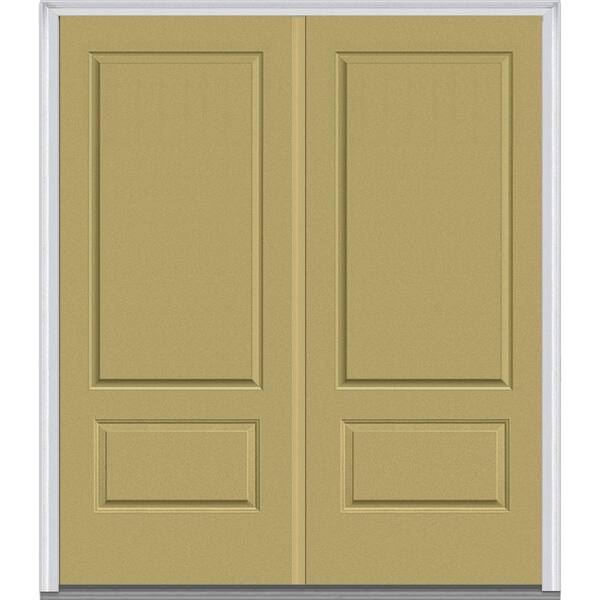 MMI Door 72 in. x 80 in. Classic Right-Hand Inswing 2-Panel Painted Fiberglass Smooth Prehung Front Door with Brickmould