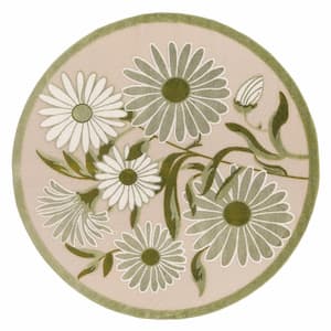 Aloha Ivory Green 8 ft. Round Botanical Contemporary Indoor/Outdoor Area Rug