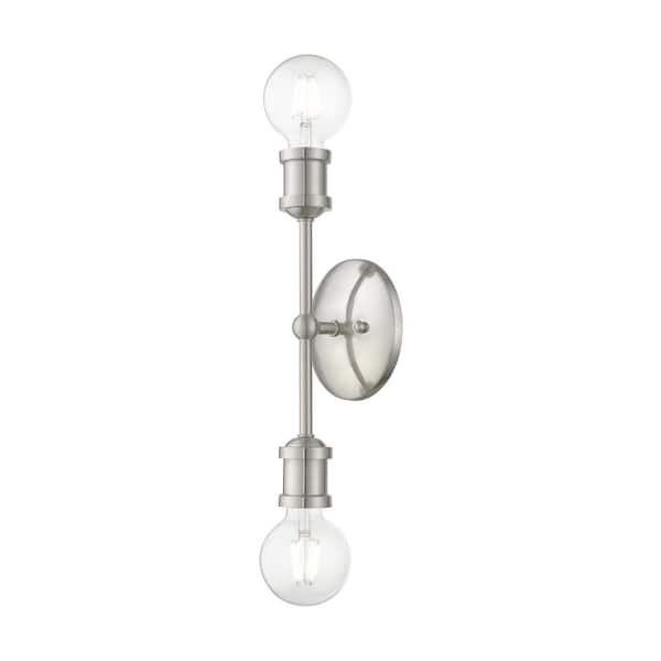 Livex Lighting Beckford 12 in. 2-Light Brushed Nickel ADA Vanity Sconce