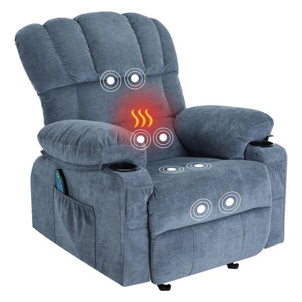 Blue Electric Lift Recliner Sofa with 2-Side Pockets and Cup Holders  Massage Chair SKUPIOI-02 - The Home Depot