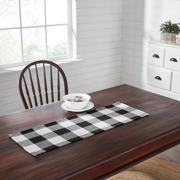 Annie 12 in. W x 36 in. L Black Buffalo Check cotton Blend Table Runner