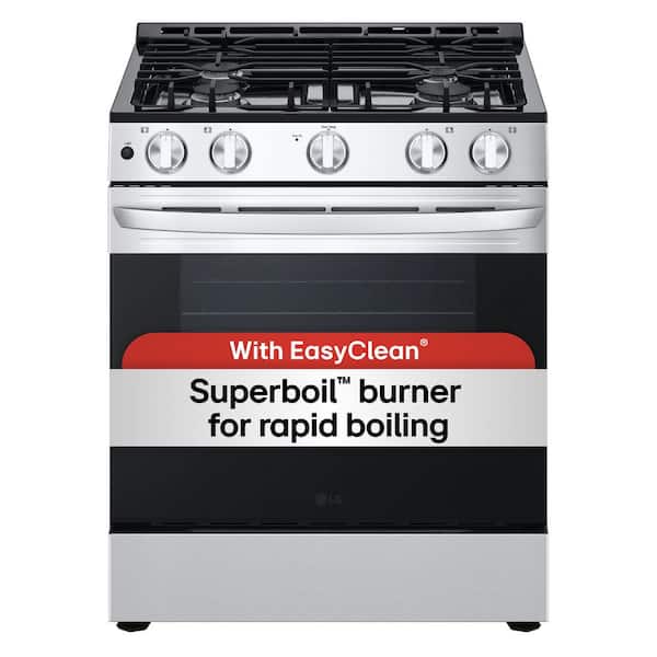 30 in 5.8 cu. ft. 4 Burners Front Control Single Oven Gas Range in Stainless Steel with EasyClean