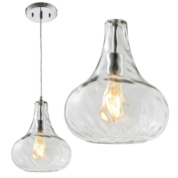 Ferano 9 in. 1-Light Chrome Adjustable Metal/Glass LED Pendant
