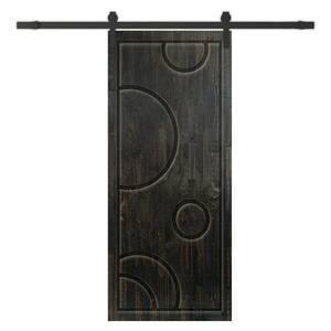 30 in. x 80 in. Charcoal Black Stained Solid Wood Modern Interior Sliding Barn Door with Hardware Kit