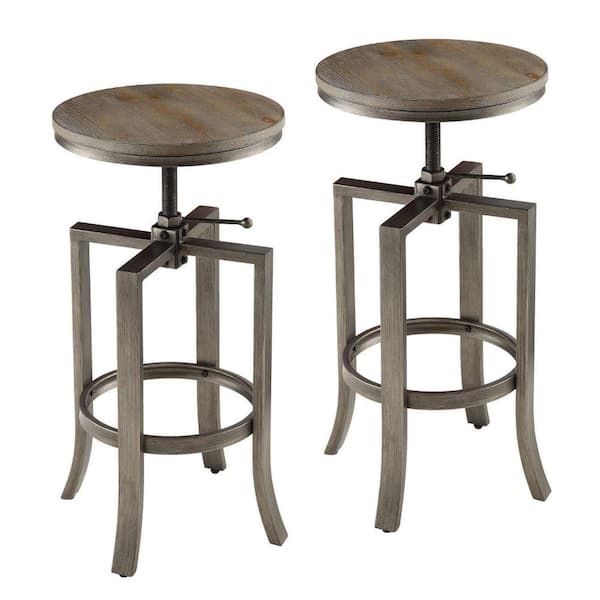 Benjara 20 in. Brown Low Back Wood Frame Barstool with Wooden Seat ((set of 2))