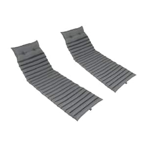 24 in. W x 73 in. H 2-Piece Set Outdoor Chaise Lounge Replacement Cushion in Grey