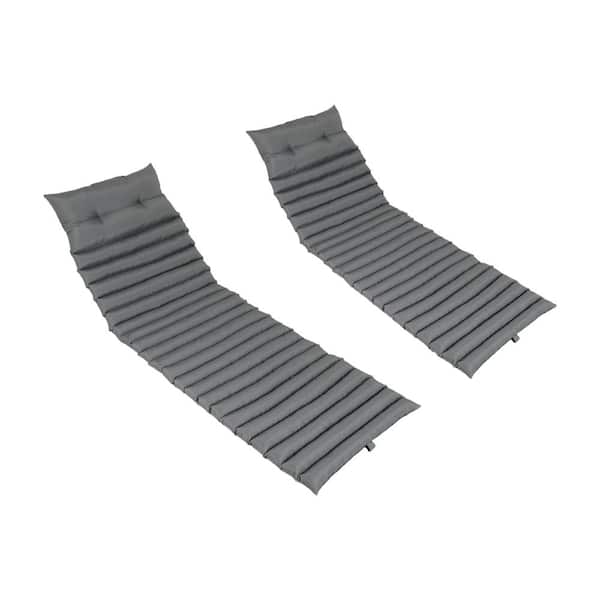 Otryad 24 in. W x 73 in. H 2-Piece Set Outdoor Chaise Lounge Replacement Cushion in Grey